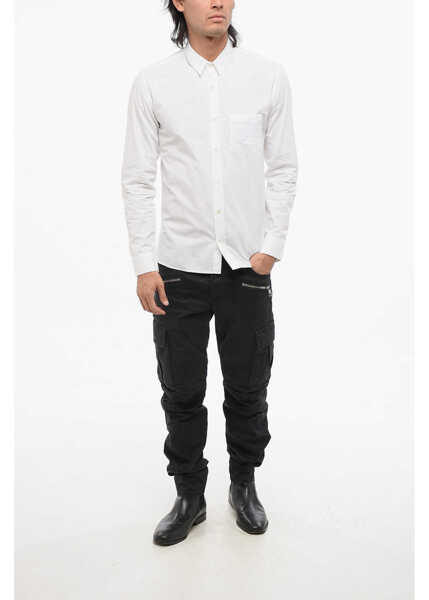 Camasi casual Balmain Cotton Poplin Shirt With Embroidery On The Breast Pocket White Barbati (BM 18694471) 4