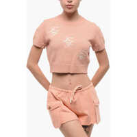 Pulovere Short-Sleeved Sweater With Embroidered Logo Femei