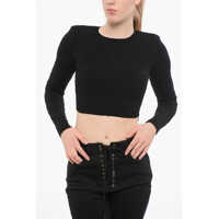 Pulovere Monogram Fabric Crop Sweater Femei