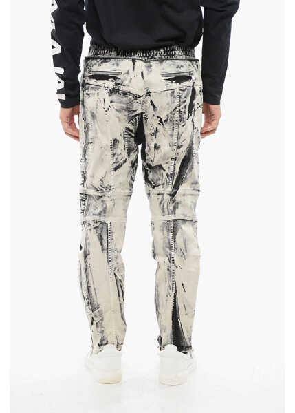 Blugi drepti Balmain Acid-Wash Effect Biker Jeans With Ankle Zip 16Cm Black & White Barbati (BM 18694555) 2