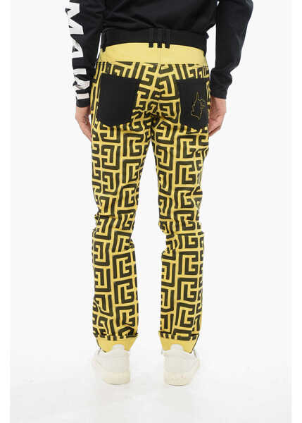 Blugi drepti Balmain Pokemon Two-Tone Jeans With Cuffed Hem And All-Over Monogram Yellow Barbati (BM 18694561) 2