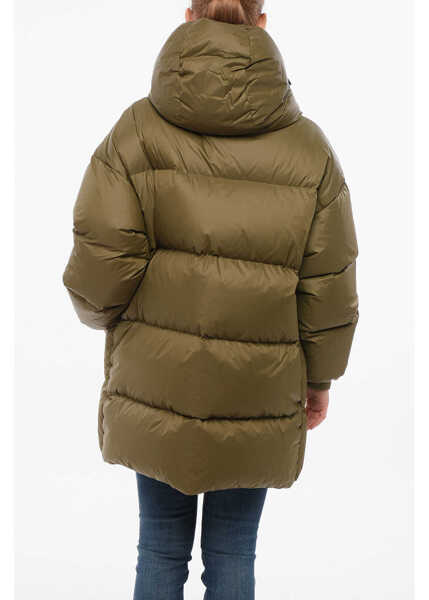 Geci de iarna Bacon Long Puffa Down Jacket With Collar-Shaped Hood Military Green Femei (BM 18694564) 2