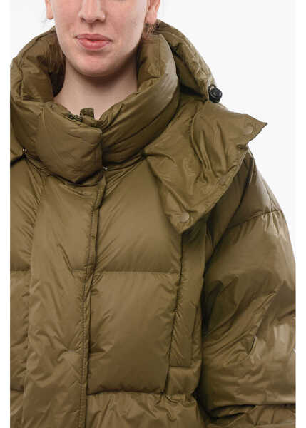 Geci de iarna Bacon Long Puffa Down Jacket With Collar-Shaped Hood Military Green Femei (BM 18694564) 3