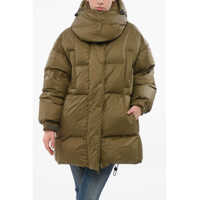 Geci de iarna Long Puffa Down Jacket With Collar-Shaped Hood Femei