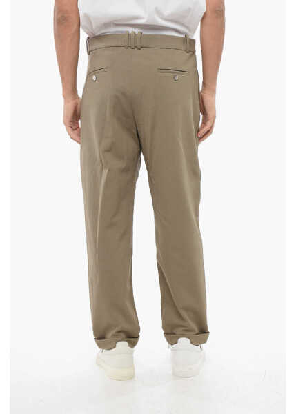 Pantaloni casual Balmain Cuffed Hem Straight Fit Pants Green Barbati (BM 18694567) 2