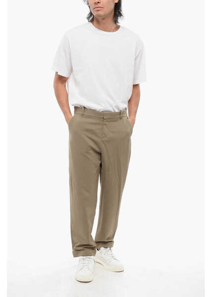 Pantaloni casual Balmain Cuffed Hem Straight Fit Pants Green Barbati (BM 18694567) 4