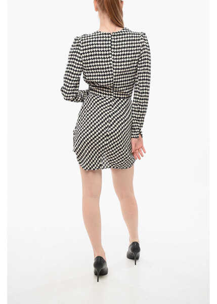 Rochii scurte Elisabetta Franchi Geometric Patterned Wrap Dress Black & White Femei (BM 18694576) 2