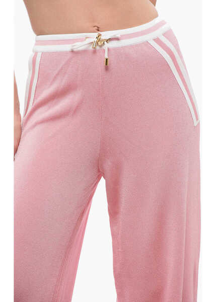 Pantaloni casual Balmain High-Waisted Casual Pants With Elastic Waistband Pink Femei (BM 18694579) 3