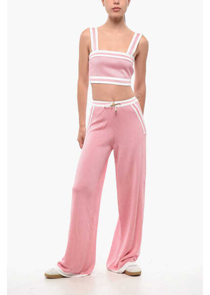 Pantaloni casual Balmain High-Waisted Casual Pants With Elastic Waistband Pink Femei (BM 18694579) 4