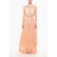 Rochii lungi Red Carpet Flounced Shirt Dress With Breast-Pockets Femei