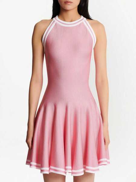 Rochii scurte Balmain Sleeveless Flared Skater Dress Pink Femei (BM 18694585) 4