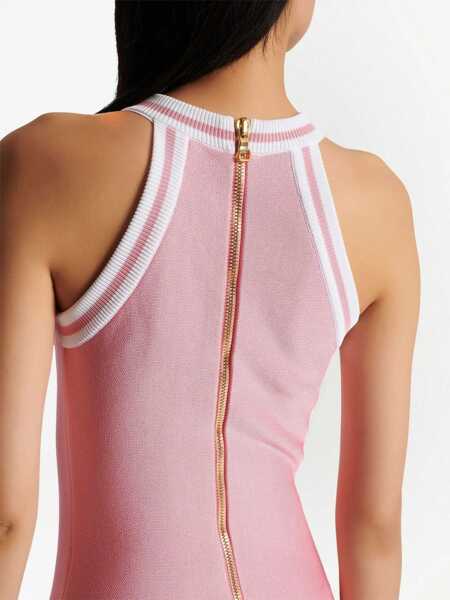 Rochii scurte Balmain Sleeveless Flared Skater Dress Pink Femei (BM 18694585) 5