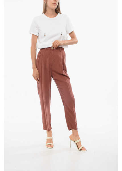 Pantaloni casual Elisabetta Franchi Pleated Soft Pants Orange Femei (BM 18694594) 4