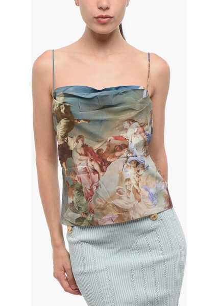 Bluze Balmain Patterned Silk Cowl Neck Top Multicolor Femei (BM 18694612) 1