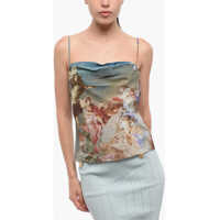 Bluze Patterned Silk Cowl Neck Top Femei