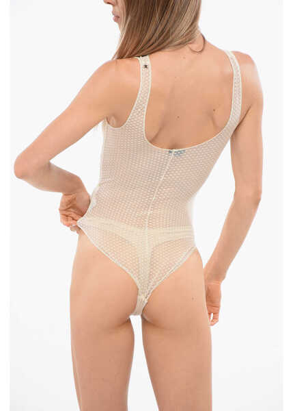 Body-uri Elisabetta Franchi Sleeveless See Through Bodysuit White Femei (BM 18694618) 2