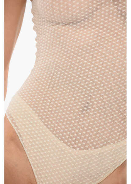 Body-uri Elisabetta Franchi Sleeveless See Through Bodysuit White Femei (BM 18694618) 3
