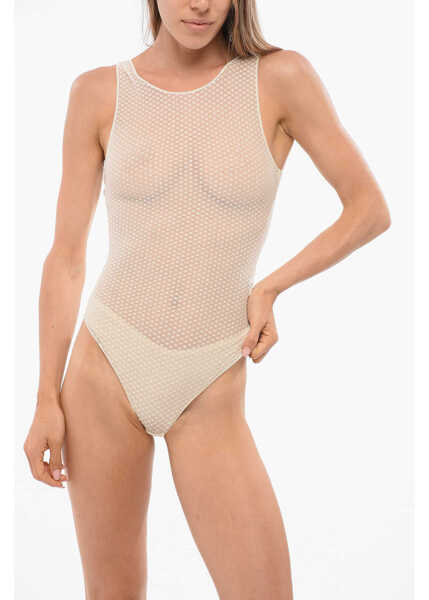 Body-uri Elisabetta Franchi Sleeveless See Through Bodysuit White Femei (BM 18694618) 1