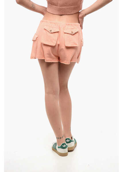 Pantaloni scurti Elisabetta Franchi Brushed Cotton Shorts With Raw-Cut Hems Pink Femei (BM 18694621) 2