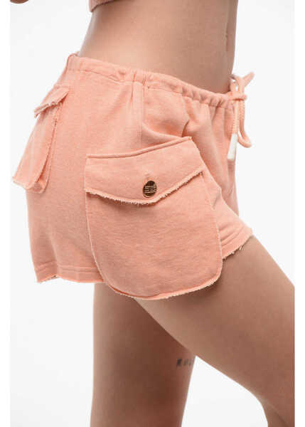 Pantaloni scurti Elisabetta Franchi Brushed Cotton Shorts With Raw-Cut Hems Pink Femei (BM 18694621) 3