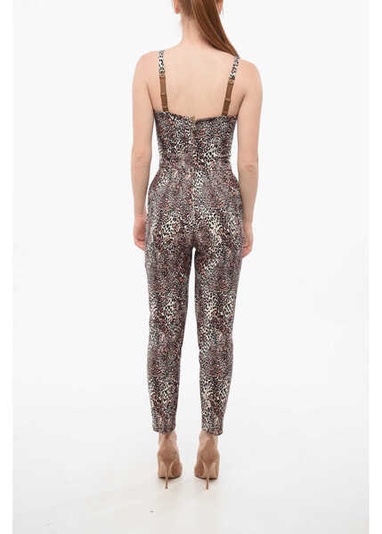 Salopete Elisabetta Franchi Animal Printed Jumpsuit With Matched Belt Brown Femei (BM 18694633) 2