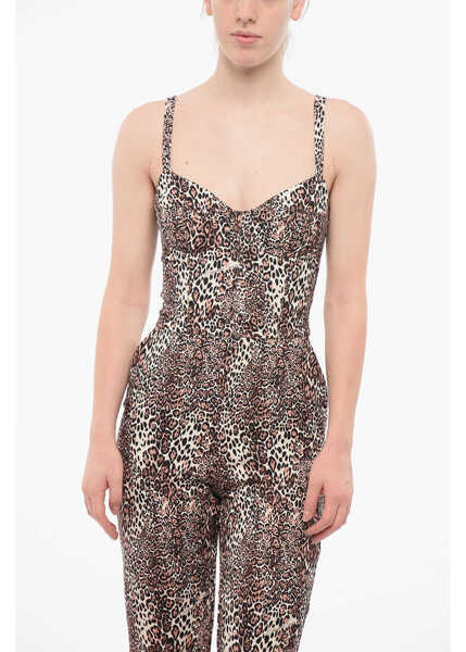 Salopete Elisabetta Franchi Animal Printed Jumpsuit With Matched Belt Brown Femei (BM 18694633) 4