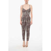 Salopete Elisabetta Franchi Animal Printed Jumpsuit With Matched Belt