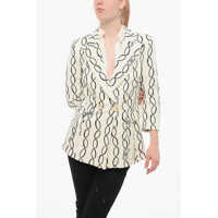Sacouri Elisabetta Franchi Chain Patterned Double-Breasted Blazer With Peak Lapel