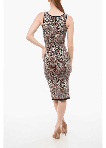 Rochii lungi Elisabetta Franchi Animal Patterned Knitted Dress Brown Femei (BM 18694651) 2