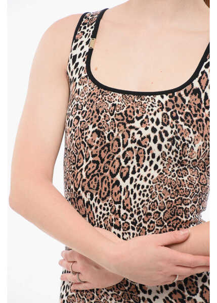 Rochii lungi Elisabetta Franchi Animal Patterned Knitted Dress Brown Femei (BM 18694651) 3