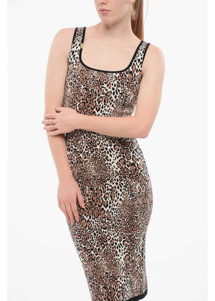 Rochii lungi Elisabetta Franchi Animal Patterned Knitted Dress Brown Femei (BM 18694651) 4