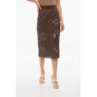 Fuste lungi Elisabetta Franchi Sequined Longuette With Back Split