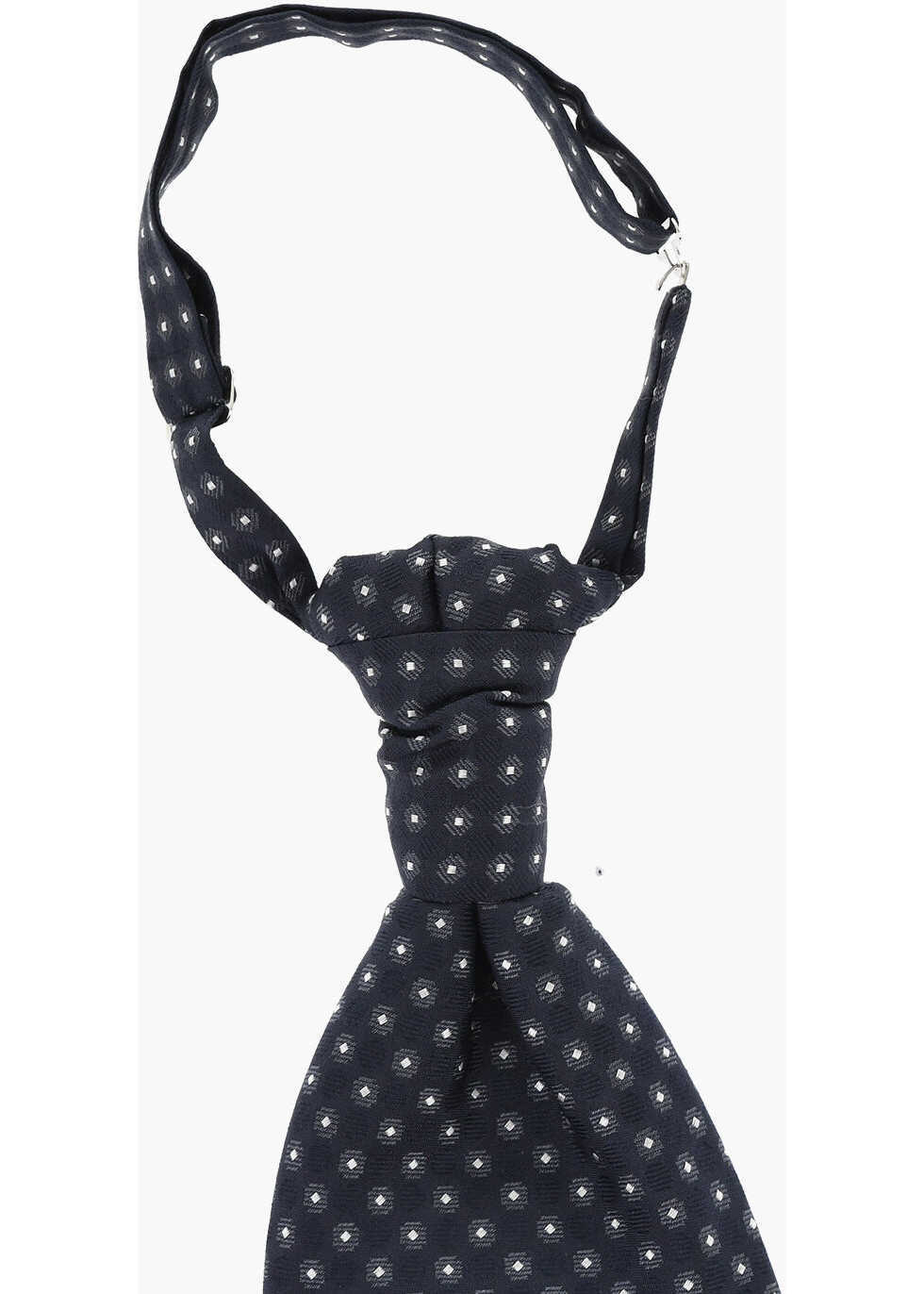 Cravate CORNELIANI Cc Collection All-Over Embroidered Silk Ascot Tie Blue Barbati (BM 18694657) 2