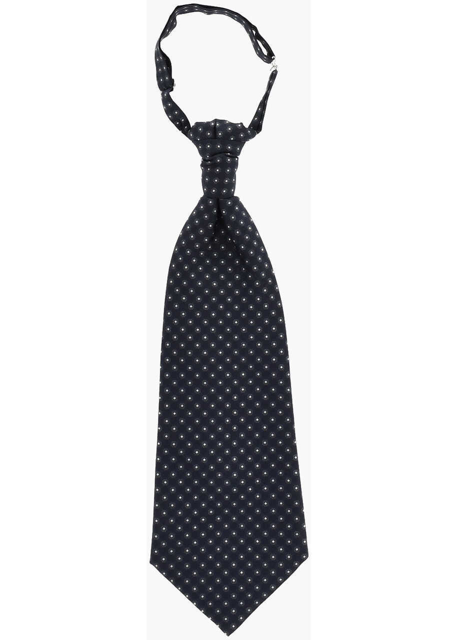 Cravate CORNELIANI Cc Collection All-Over Embroidered Silk Ascot Tie Blue Barbati (BM 18694657) 1