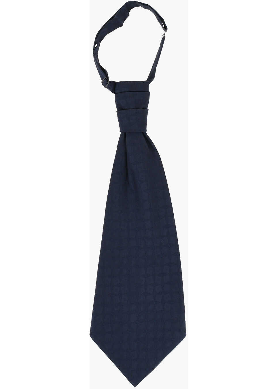 Cravate CORNELIANI Silk Ascot Tie With Ton On Ton Embroidery Blue Barbati (BM 18694663) 1