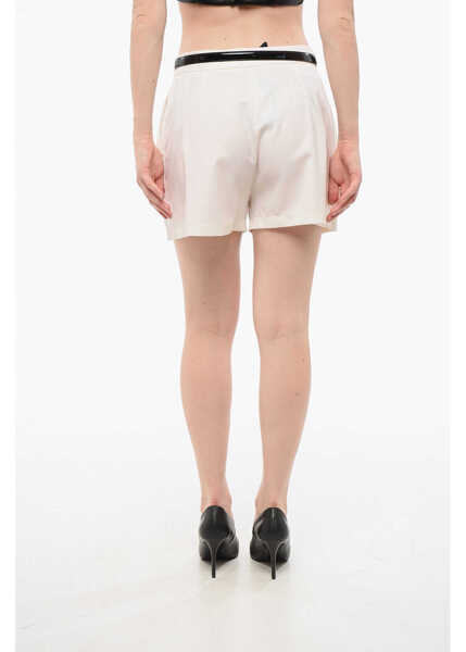 Pantaloni scurti Elisabetta Franchi High-Waisted Shorts With Logoed Belt White Femei (BM 18694666) 2