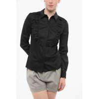 Camasi casual Cotton Blend Tuxedo Shirt With Hidden Buttoning Femei