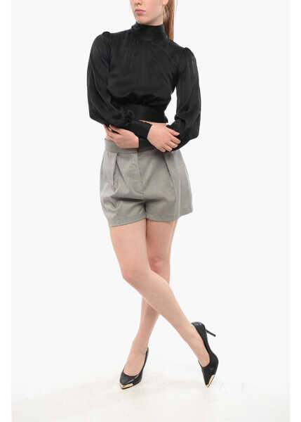 Bluze Elisabetta Franchi Silk Blouse With Back Lace-Up Detail Black Femei (BM 18694678) 4