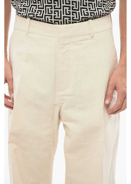 Pantaloni casual Balmain Lightweight Cotton Loose Fit Pants Beige Barbati (BM 18694762) 3