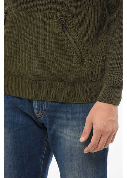 Bluze de trening Moorer Wool Cloud Pullover With Kangaroo Pocket Military Green Barbati (BM 18694765) 3