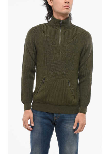 Bluze de trening Moorer Wool Cloud Pullover With Kangaroo Pocket Military Green Barbati (BM 18694765) 1