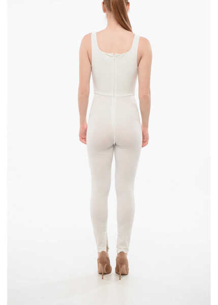 Salopete Elisabetta Franchi Velour Jumpsuit With Embroideries White Femei (BM 18694768) 2