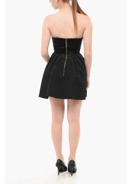 Rochii scurte Elisabetta Franchi Flared Minidress With Satin Bustier Black Femei (BM 18694789) 2