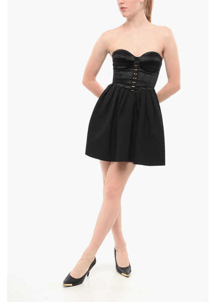 Rochii scurte Elisabetta Franchi Flared Minidress With Satin Bustier Black Femei (BM 18694789) 1