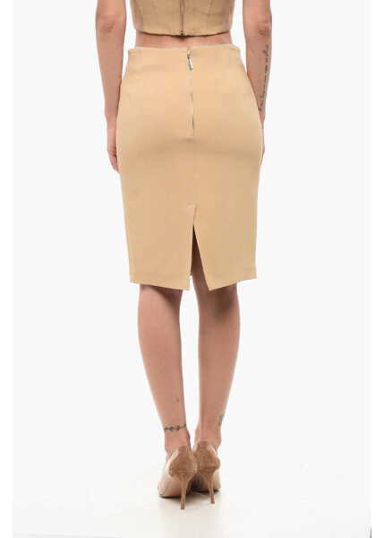 Fuste lungi Elisabetta Franchi Back Split Lined Pencil Skirt Beige Femei (BM 18694792) 2