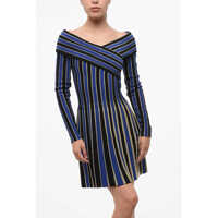 Rochii scurte Dama - Rochii scurte Balmain Striped Dress With Lurex Trims Blue Femei (BM 18694801) - B-mall.ro