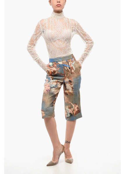 Pantaloni scurti Balmain Pattened Linen Bermuda Shorts Multicolor Femei (BM 18694804) 4