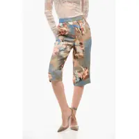 Pantaloni scurti Pattened Linen Bermuda Shorts Femei