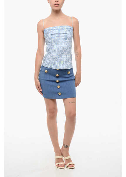 Bluze Balmain Silk Cowl Neck Top With All-Over Logo White Femei (BM 18694807) 4