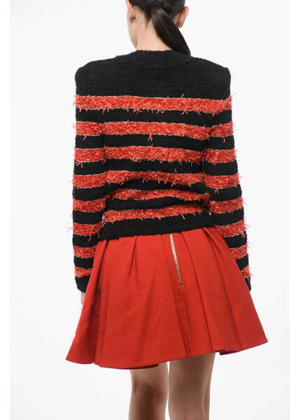 Cardigane Balmain Two-Tone Striped Cardigan With Logoed Buttons Black Femei (BM 18694810) 2